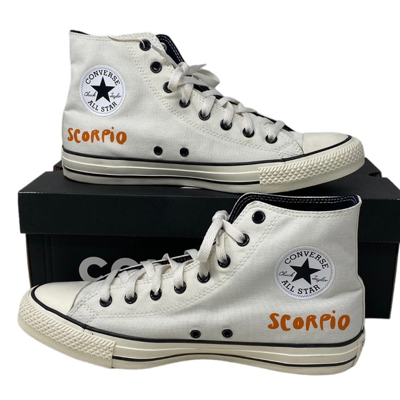 Converse Chuck Taylor High Canvas White Scorpio Men Sneaker Custom 172516C-WHITE - Picture 2 of 11